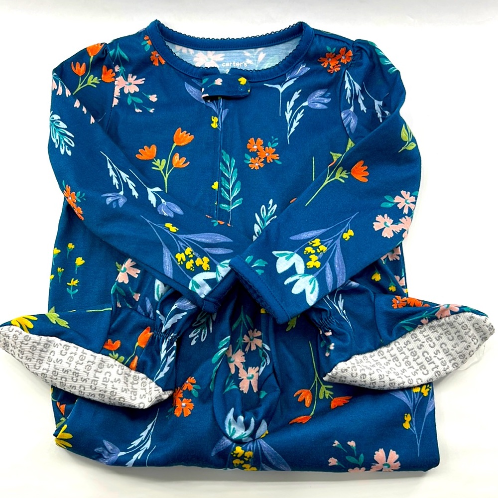 Carter’s Zippered Blue & Floral Onesie, Size 2T
